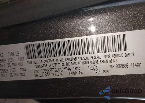 2020 Ram 1500 Big Horn 4X4 5'7 Box z USA, uszkodzony, nr VIN 1C6SRFFT6LN174544